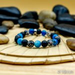 Bracelet Pierre 10, 10mm, Agate Bleu, Agate Dragon, Onyx 37-1