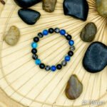 Bracelet Pierre 10, 10mm, Agate Bleu, Agate Dragon, Onyx 37-1