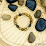 Bracelet Pierre 10mm, Agate Noire, Jaspe marron 17-1