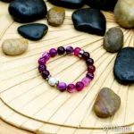 Bracelet Pierre 10mm, Agate Rose, Howlite Blanche 111-1