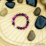 Bracelet Pierre 10mm, Agate Rose, Howlite Blanche 111-1