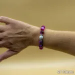 Bracelet Pierre 10mm, Agate Rose, Howlite Blanche 111-1