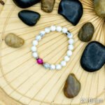 Bracelet Pierre 10mm, Agate Rose, Howlite Blanche 15-1