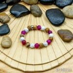 Bracelet Pierre 10mm, Agate Rose, Howlite Blanche, Jaspe marron 40-1