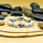 Bracelet Pierre 10mm, Améthyste, Howlite Blanche 22-1