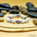 Bracelet Pierre 10mm, Améthyste, Howlite Blanche 22-1