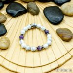 Bracelet Pierre 10mm, Améthyste, Howlite Blanche 22-1