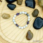 Bracelet Pierre 10mm, Améthyste, Howlite Blanche 22-1