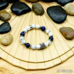 Bracelet Pierre 10mm, Ancre, Howlite Blanche, Œil du Faucon 92-1