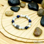 Bracelet Pierre 10mm, Ancre, Howlite Blanche, Œil du Faucon 92-1