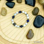 Bracelet Pierre 10mm, Ancre, Howlite Blanche, Œil du Faucon 92-1