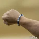 Bracelet Pierre 10mm, Ancre, Howlite Blanche, Œil du Faucon 92-1