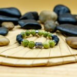 Bracelet Pierre 10mm, Bouddha, Jade Verte, Onyx, spacer 107-1