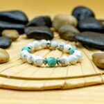 Bracelet Pierre 10mm, Howlite Blanche, Howlite Bleu 8-1