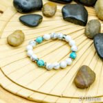 Bracelet Pierre 10mm, Howlite Blanche, Howlite Bleu 8-1