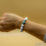 Bracelet Pierre 10mm, Howlite Blanche, Howlite Bleu 8-1