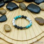 Bracelet Pierre 10mm, Howlite Blanche, Howlite Bleu, Pierre de Lave 2-1-2