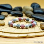 Bracelet Pierre 10mm, Howlite Blanche, Jaspe Grise, Rhodonite 25-1