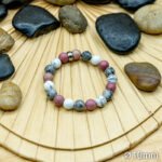 Bracelet Pierre 10mm, Howlite Blanche, Jaspe Grise, Rhodonite 25-1