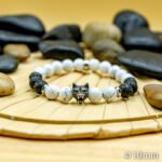 Bracelet Pierre 10mm, Howlite Blanche, Pierre de Lave 12-1