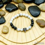 Bracelet Pierre 10mm, Howlite Blanche, Pierre de Lave 12-1