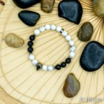 Bracelet Pierre 10mm, Howlite Blanche, Pierre de Lave 12-1