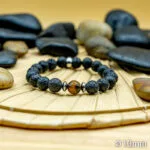 Bracelet Pierre 10mm, Œil du Tigre, Pierre de Lave 10-1
