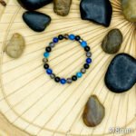 Bracelet Pierre 10, 10mm, Agate Bleu, Agate Dragon, Onyx 37-1