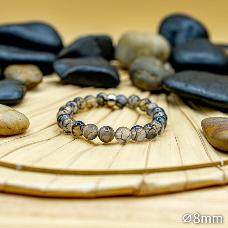 Bracelet Pierre 8mm, Agate Dragon 52-1
