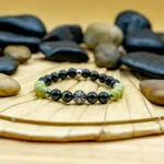 Bracelet Pierre 8mm, Agate Noire, Jade Verte 101-1