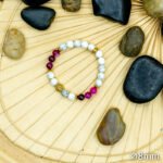 Bracelet Pierre 8mm, Agate Rose, Charme, Howlite Blanche 99-1