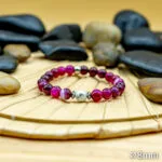 Bracelet Pierre 10mm, Agate Rose, Howlite Blanche 111-1