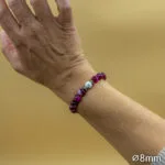 Bracelet Pierre 10mm, Agate Rose, Howlite Blanche 111-1