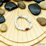 Bracelet Pierre 10mm, Agate Rose, Howlite Blanche 15-1