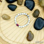 Bracelet Pierre 10mm, Agate Rose, Howlite Blanche 15-1