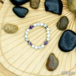 Bracelet Pierre 10mm, Améthyste, Howlite Blanche 22-1