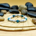 Bracelet Pierre 8mm, Apatite Bleu, Howlite Blanche 78-1