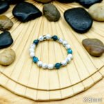 Bracelet Pierre 8mm, Apatite Bleu, Howlite Blanche 78-1