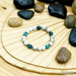 Bracelet Pierre 8mm, Apatite Bleu, Howlite Blanche 78-1