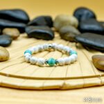 Bracelet Pierre 10mm, Howlite Blanche, Howlite Bleu 8-1