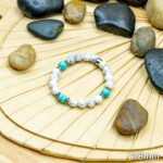 Bracelet Pierre 10mm, Howlite Blanche, Howlite Bleu 8-1