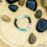 Bracelet Pierre 10mm, Howlite Blanche, Howlite Bleu, Pierre de Lave 2-1-2