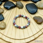 Bracelet Pierre 10mm, Howlite Blanche, Jaspe Grise, Rhodonite 25-1