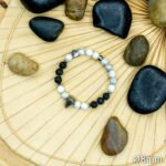 Bracelet Pierre 10mm, Howlite Blanche, Pierre de Lave 12-1