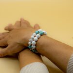 Bracelet Pierre 10mm, Howlite Blanche, Howlite Bleu 8-1