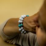 Bracelet Pierre 10mm, Howlite Blanche, Howlite Bleu 8-1