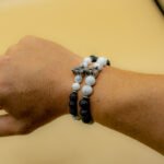 Bracelet Pierre 10mm, Howlite Blanche, Pierre de Lave 12-1